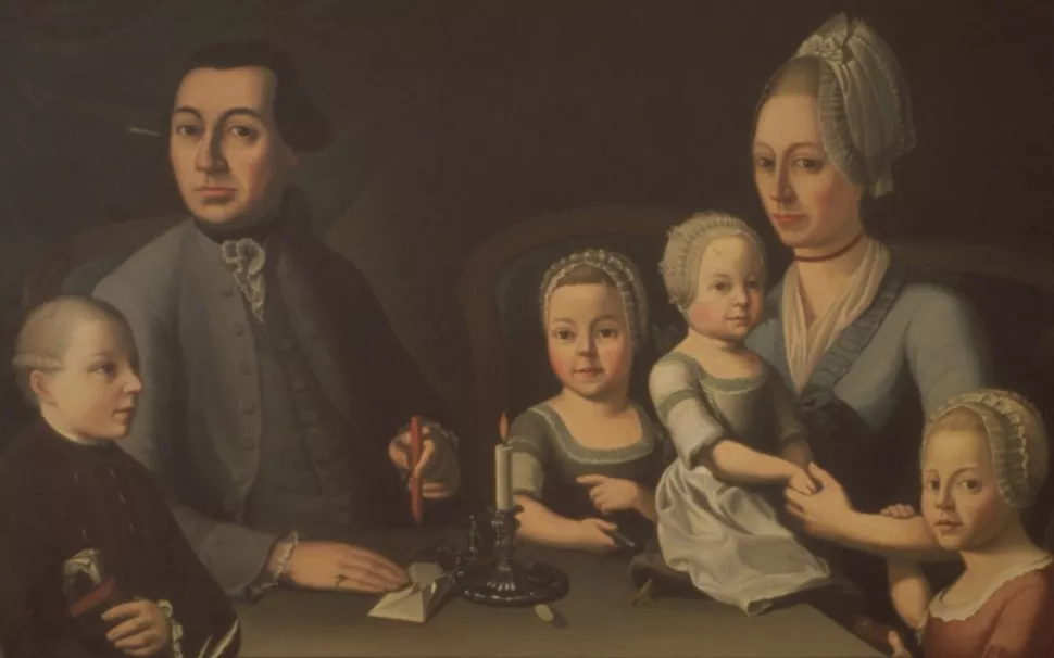 Pintura de Johann Rudolf Geigy-Gemuseus com a família